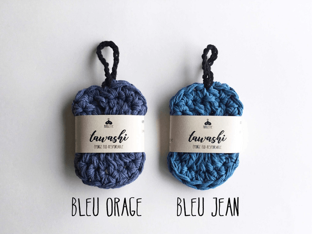 Tawashi 11 cm, éponge zéro déchet, coton recyclé